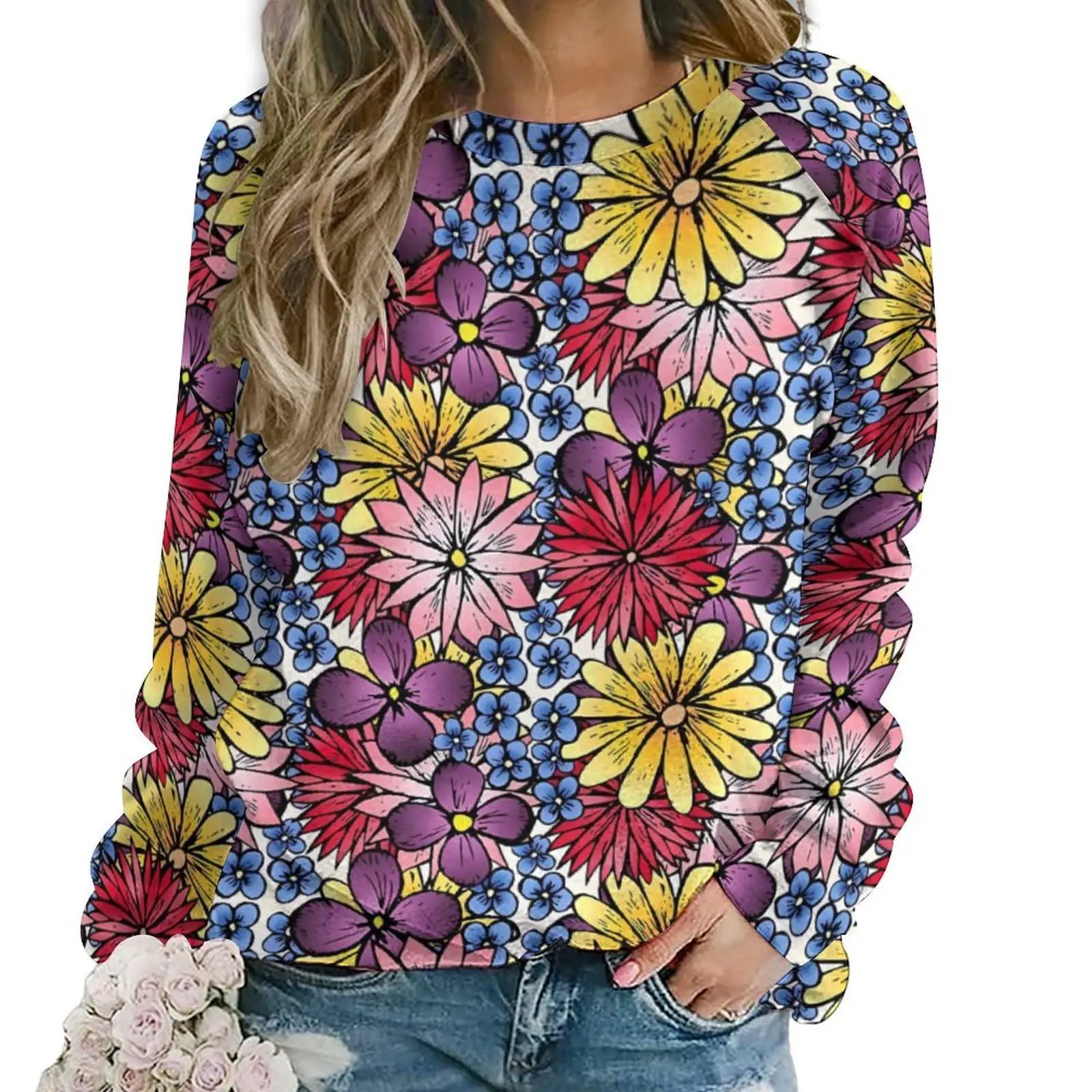 Mandala Flower Sweatshirts Floral 3D Print Hoodie Women New O-Neck Hoodies Streetwear Oversized Harajuku Pullover Woman Clothing