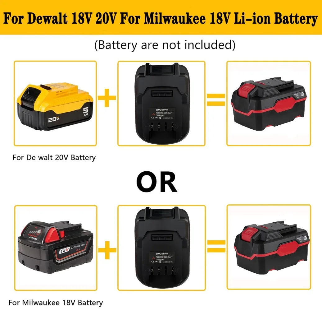 Imagem -02 - Adaptador Conversor para Milwaukee 18v Bateria de Lítio Converter para Parkside 20v Bateria de Lítio Power Tool Drill Use Dm20par