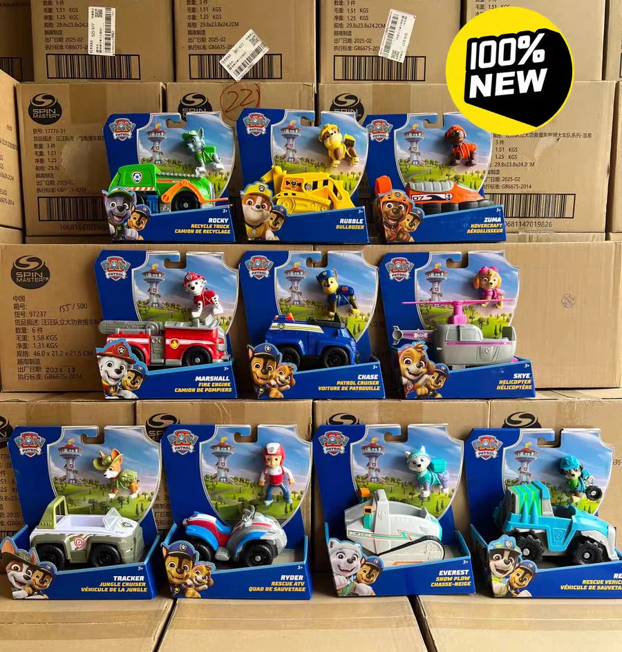 Caja Original figura de acción de la patrulla canina 10 tipos Ryder Everest Tracker Chase Rex Skye Rocky Marshall Zuma Rex muñeca regalo de cumpleaños