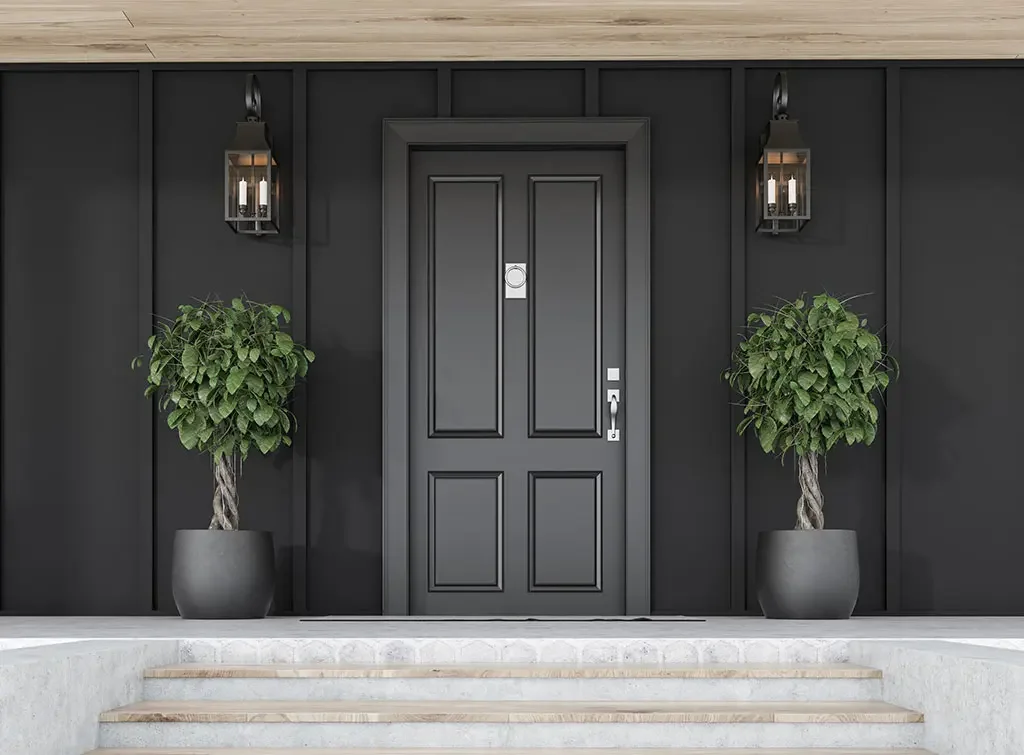 

-Italian Luxury Design Modern Entry Black Wooden Aluminum Pivot Door Exterior Security Front Entrance Door
