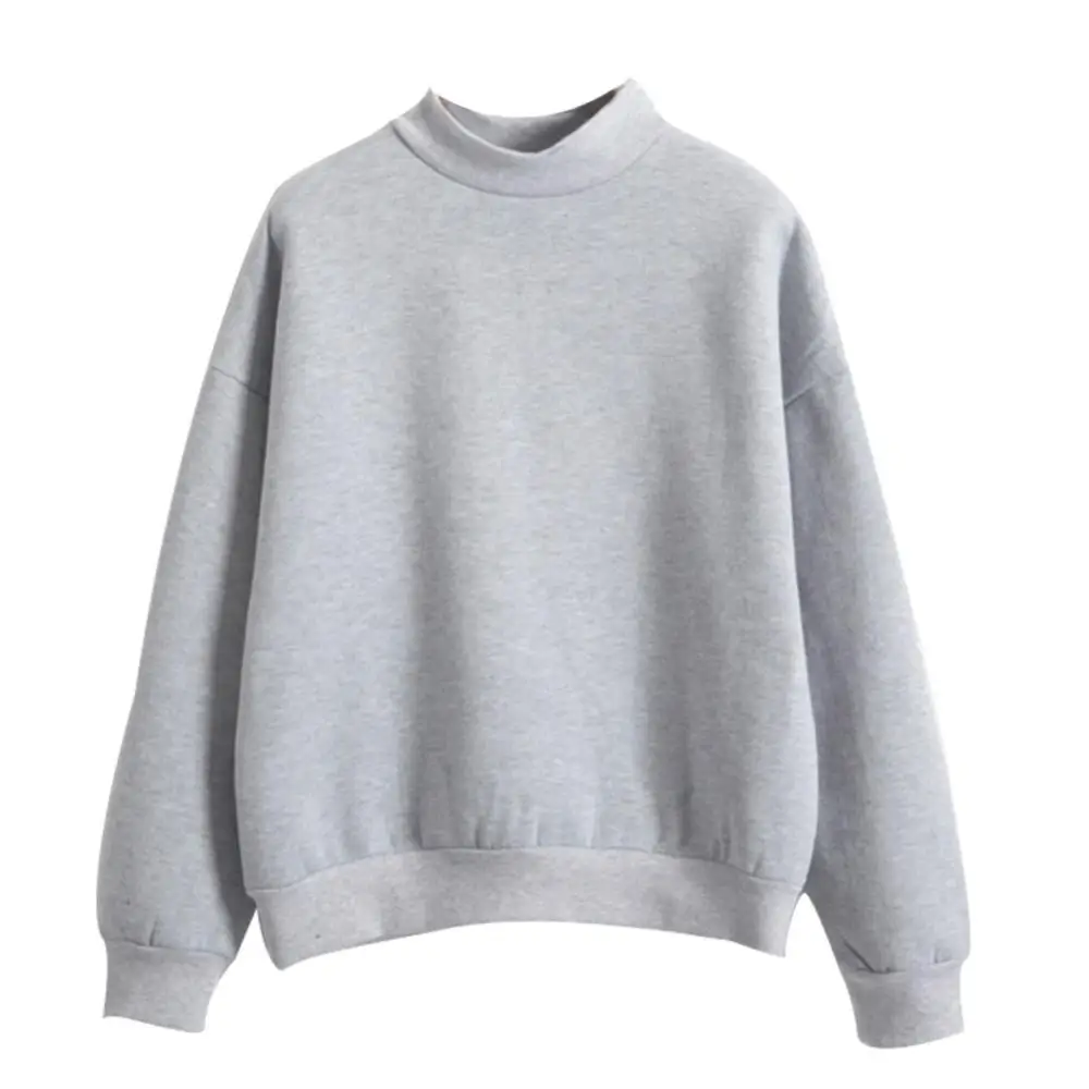 Autumn Winter Casual Women Solid Color Crew Neck Long Sleeve Sweatshirt Pullover