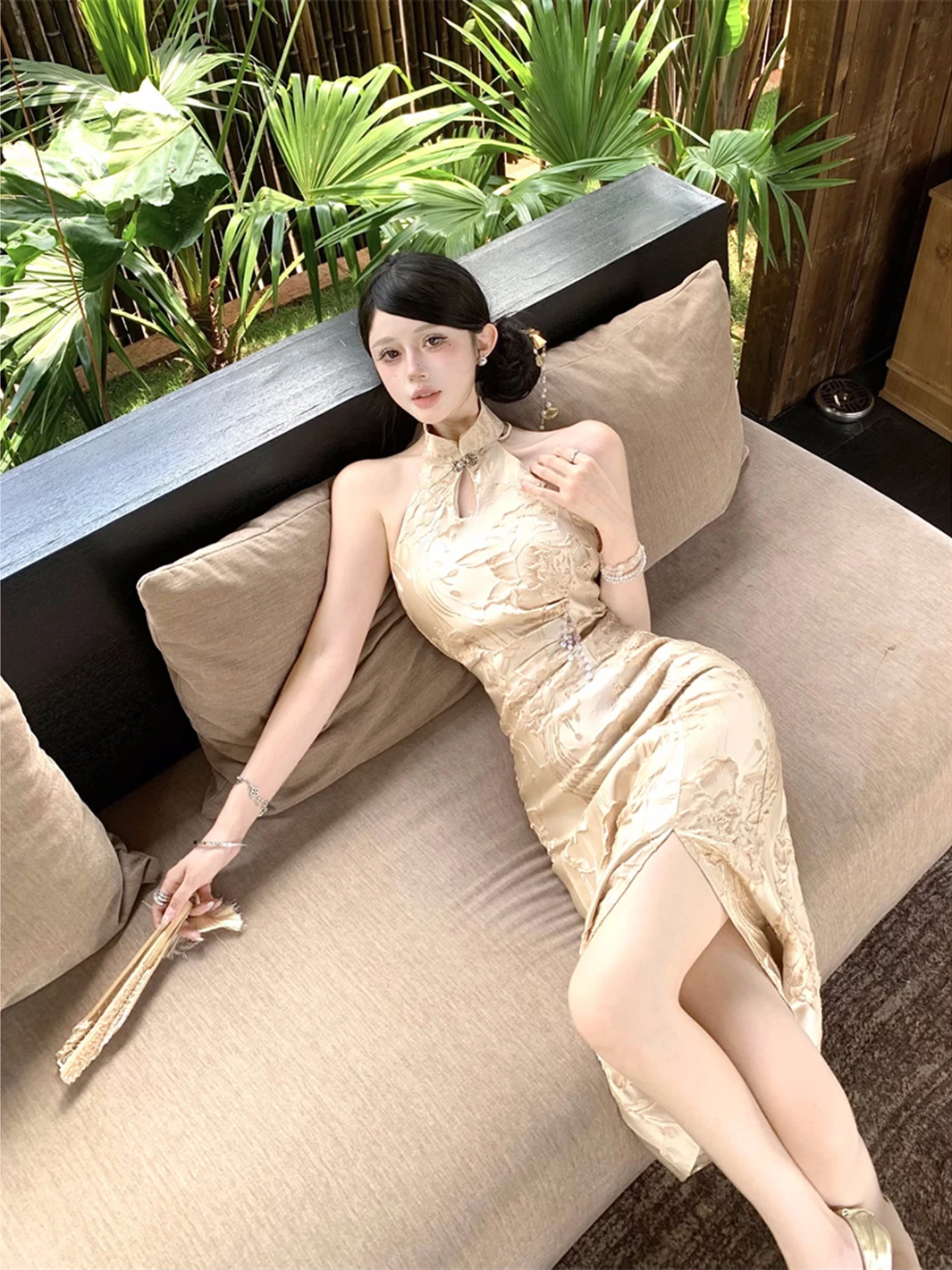 New Chinese Sle Qipao Strapl Dr Women's Sexy Bodycon Skirt Beautiful Hanging Ne Tube Top Skirt Casual Summer Dr