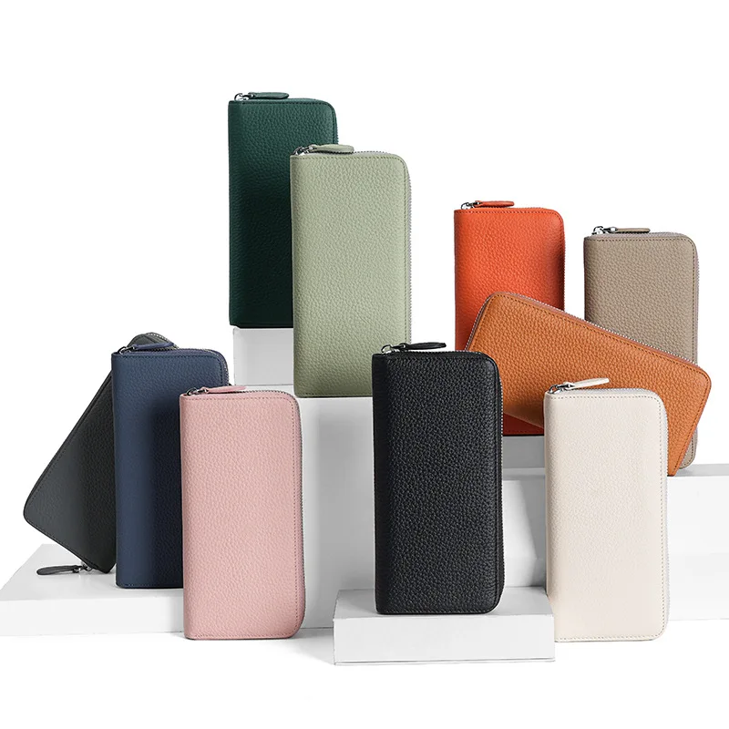

Japanese leather wallet long RFID anti-theft swipe card top leather coin wallet storage mobile phone clutch bag