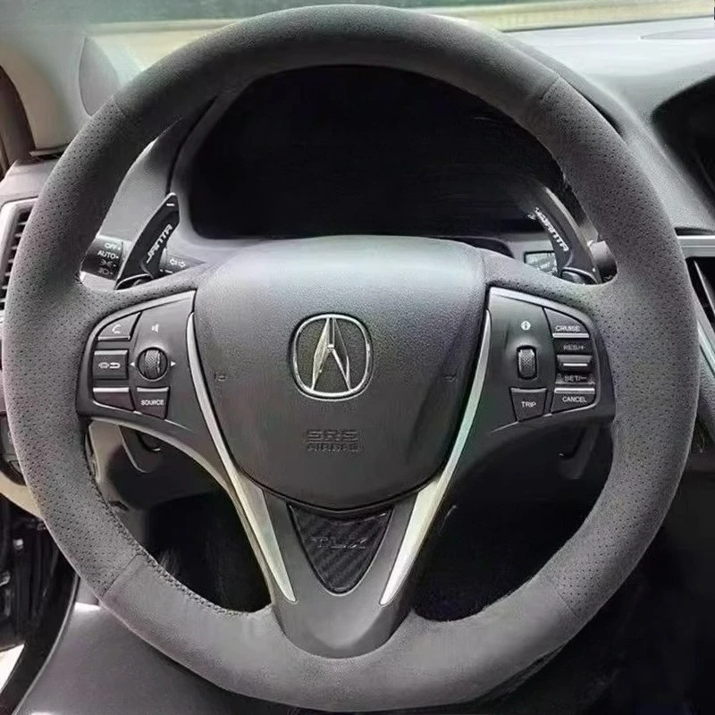 

Сшитый вручную ремонт Нескользящий черный кожаный чехол на руль автомобиля для Acura MDX (A-SPEC) 2014-2020 TLX 2015-2020