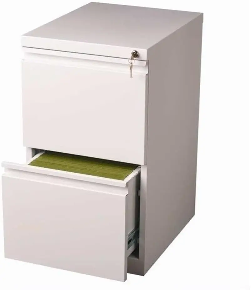 20" Deep 2 Drawer Mobile File Cabinet File in White Color	White Material	Metal