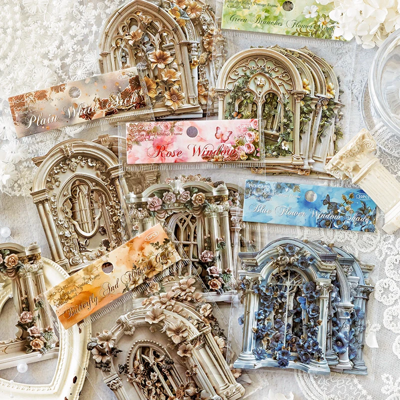 

Mr. Paper 5Packs Letterpress Embossed Collage Cards Romantic Garden Series Vintage Laser Cut Journal Decoration for Scrapbooking