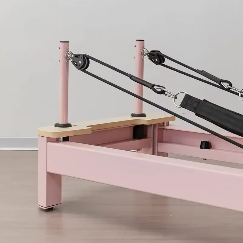 for Portable Compact Storage Aesthetic Pink Aluminum Folding Pilates Reformer for Bedroom Living Room