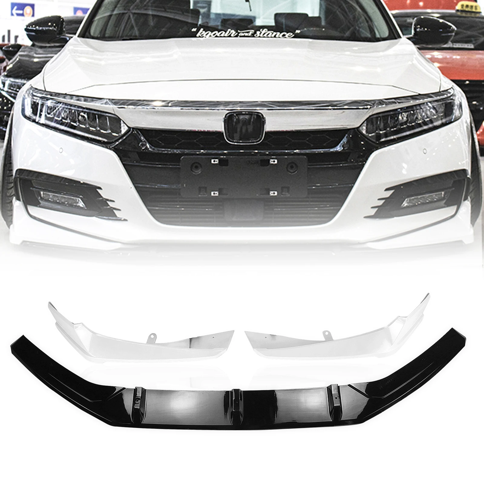 

AKASAKA Front Bumper Spoiler Lip For Honda Accord 2018 2019 10th Lower White Side Corner Splitter Air Vent Cover Molding Trim