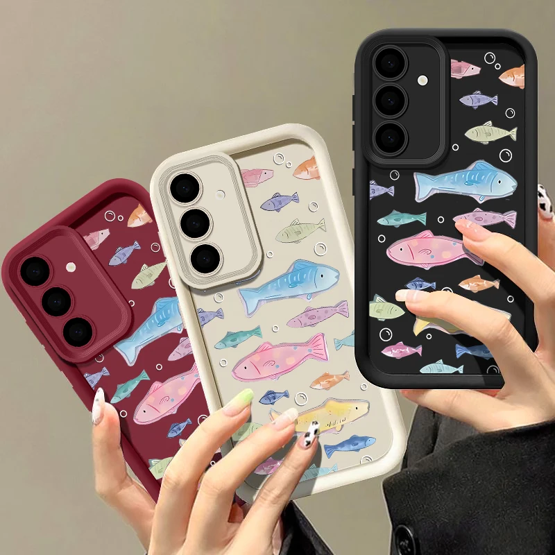 Bunte Fische Weiche TPU Fall Für Samsung Galaxy S25 Rand S24 Ultra S23 S22 Plus S24 S21 S20 FE A56 A36 A26 A16 A55 A35 A15 Abdeckung