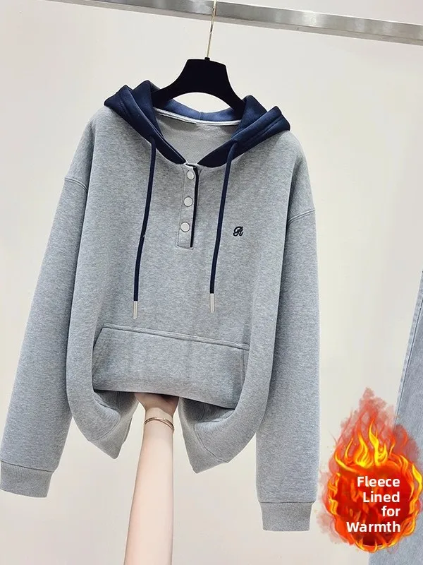 

Женская толстовка с подкладкой, увеличенного размера, в стиле оверсайз, для повседневной носки, длинная, в корейском стиле, новинка зимнего сезона