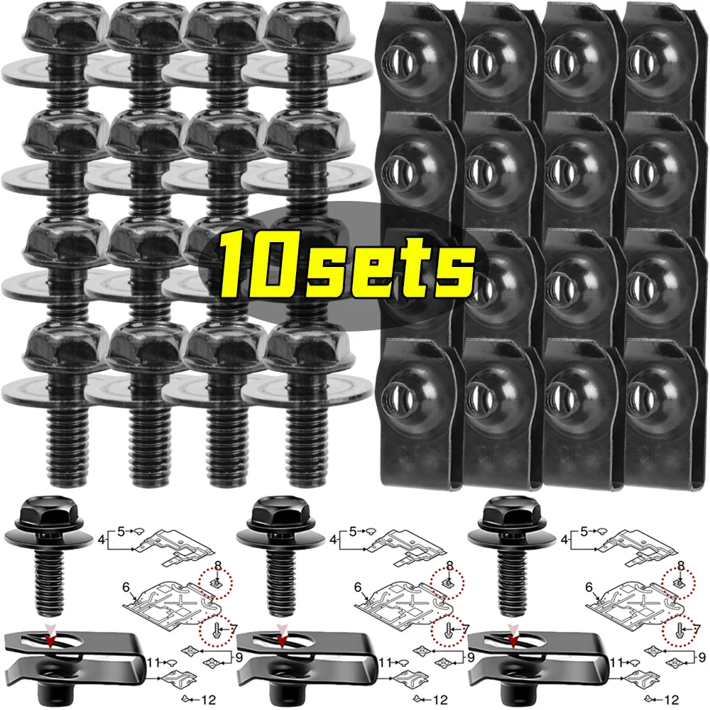 

Car Body Bolts U Type Nut Clips M6 Automobile Bumper Fender Rivet Engine Cover Undertray Splash Shield Guard Liner Screws Clips