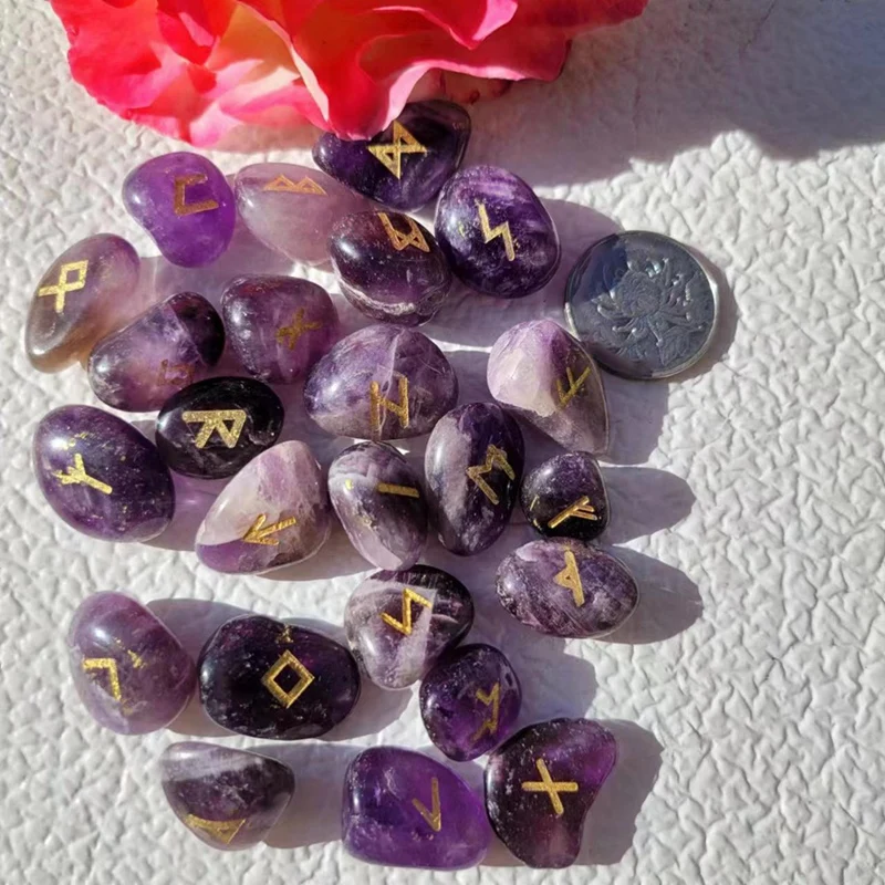 Piedra de runa de amatista Natural, ágata de adivinación Irregular, decoración de regalo, 25 piezas