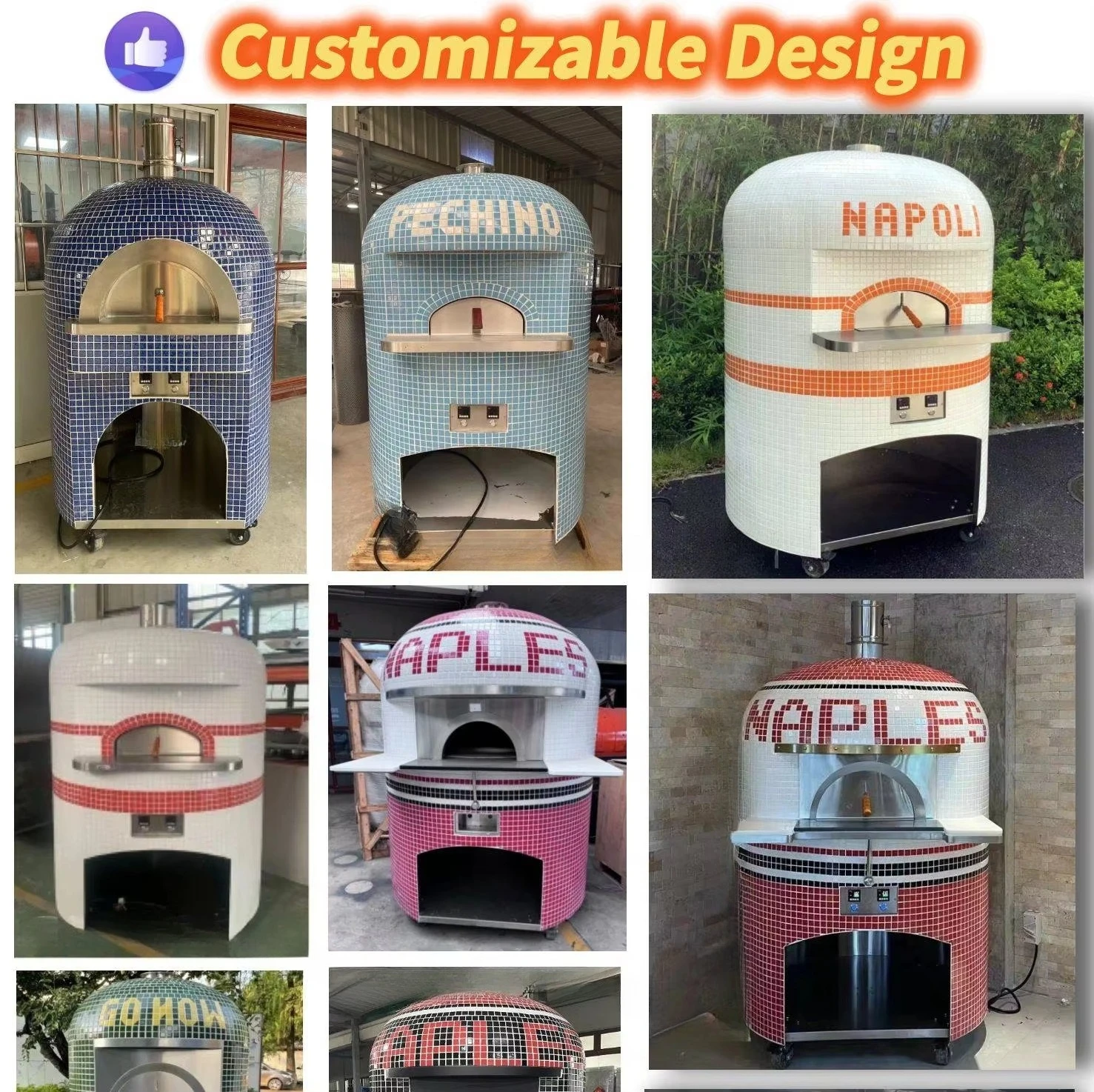 Commercial A Large Neapolitan Italian Woodfired Brick Burning Clay Outdoor Charcoal Electric Gas Pizza Oven Wood Fire Restaurant