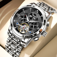 GUANQIN Luxury Men Mechanical Watch Automatic Sapphire Crystal Skeleton Tourbillon Luminous 50M Waterproof Leisure Wristwatches
