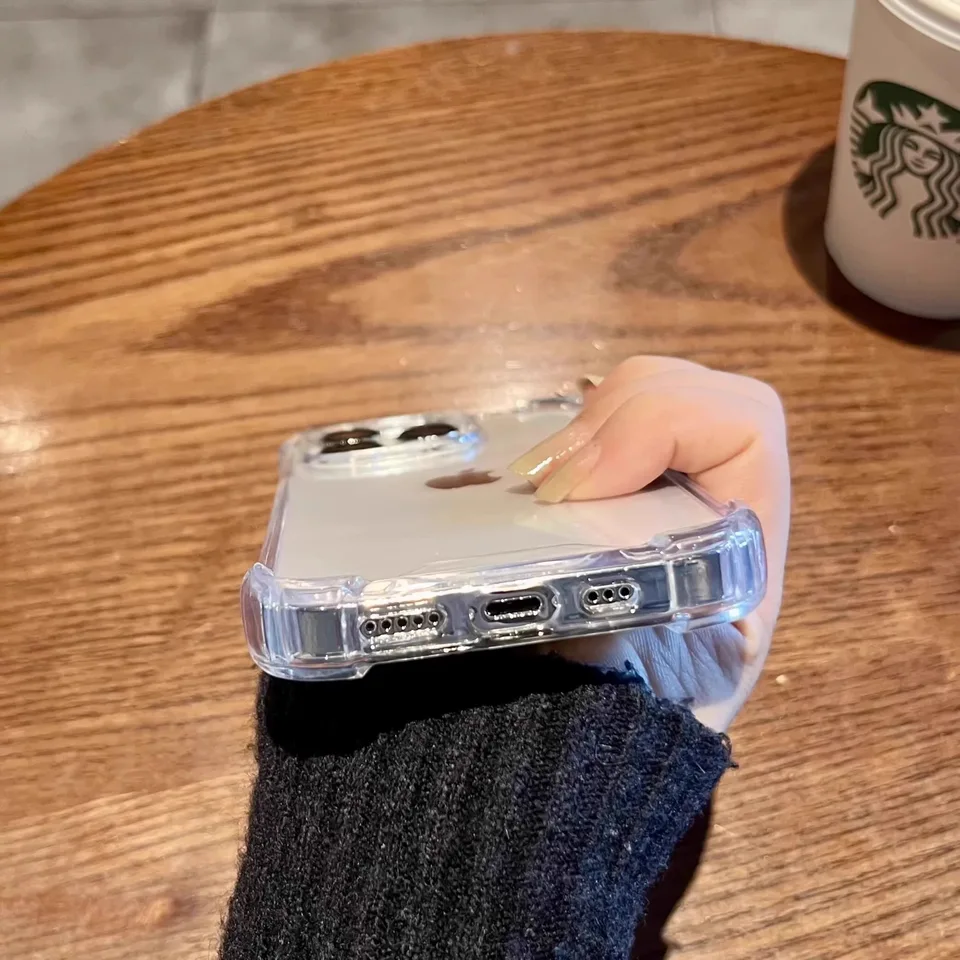 Funda transparente con airbag en cuatro esquinas anti caídas a prueba de golpes para iPhone 17 16 15 14 13 12 11 Pro Max Mini 6 7 8 Plus SE para iPhone 17 Air 3