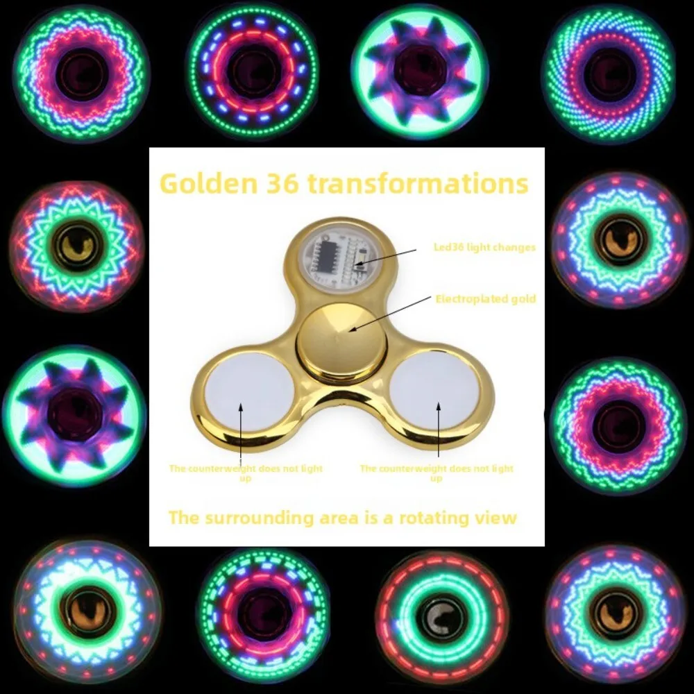 Fidget Spinner lumineux coloré pour adultes et enfants, jouet anti-Stress lumineux galvanisé et clignotant pour jouer sensoriel des mains