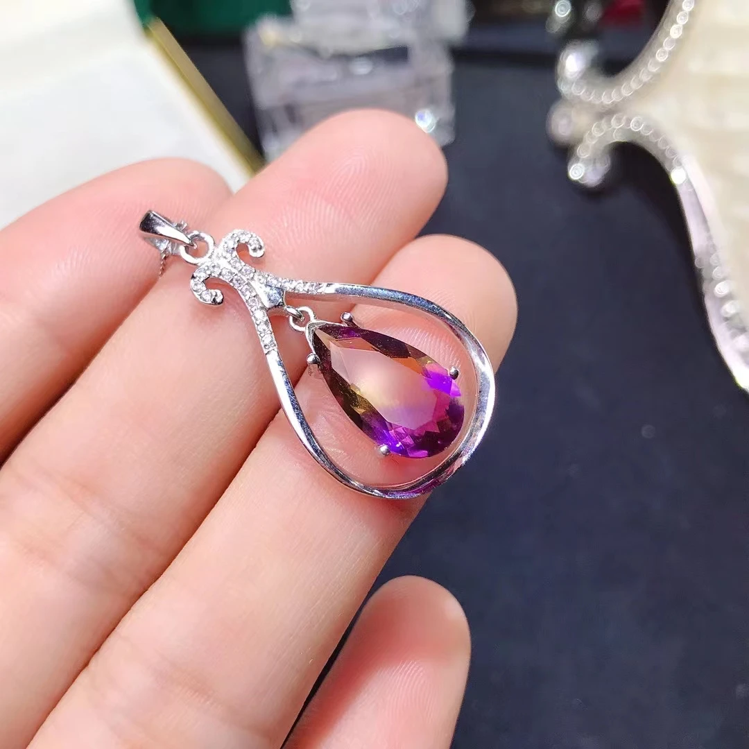 Luxury Water Drop Style Ametrine Pendant for Women Necklace Good Cut Natural Gem New Design Birthday Party Gift view 6