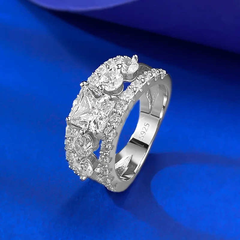 

Sparkling Full High Carbon Diamond Women's Ring - 925 Sterling Silver Promise Wedding Band & Engagement Ring Jewelry Gift
