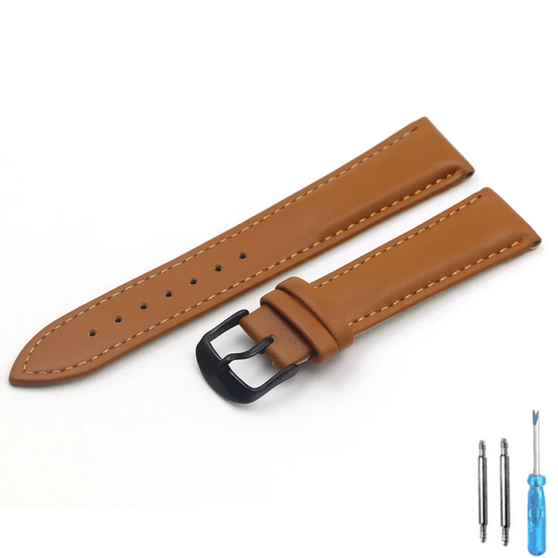 Calfskin Leather Watchband Soft Material Watch Band Wrist Strap 18mm 20mm 22mm 24mm With Silver Stainless Steel Buckle