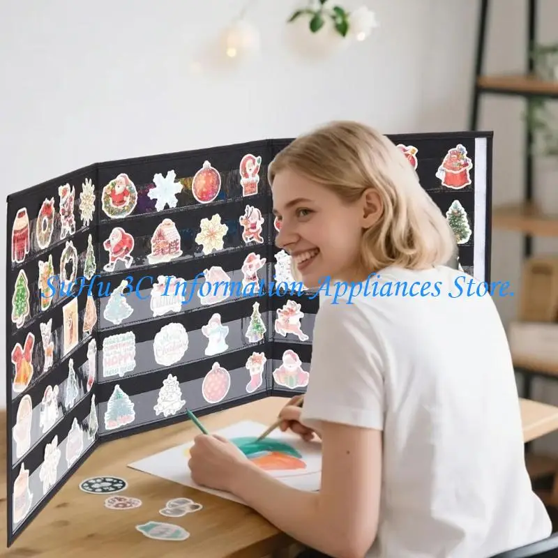 

Portable Display Stand With 10 Clear Sleeves For Small Cards And Labels