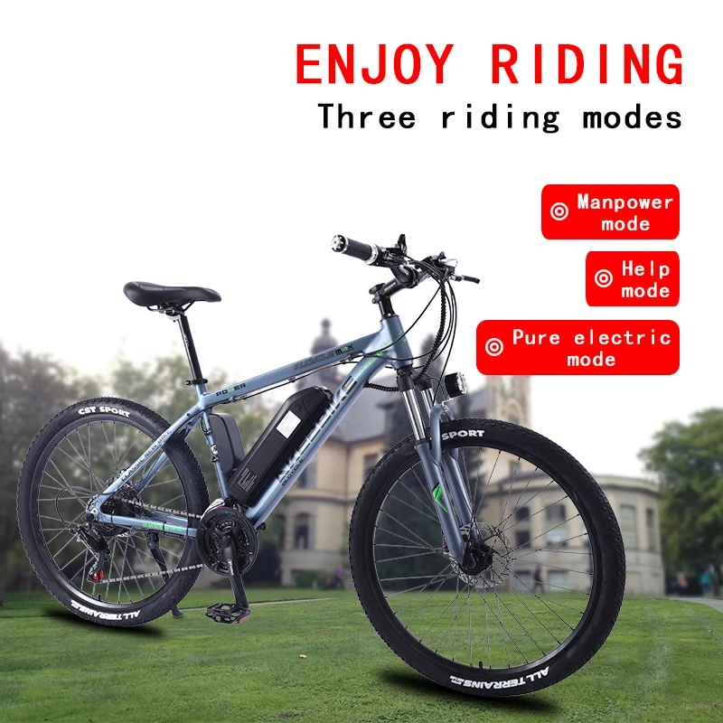 AKEZ City Electric Bicycle 350W Powerful Motor 36V13AH Battery Adult Electric Bike 26 Inch Tires 35KM/H Mountain Travel E-Bike