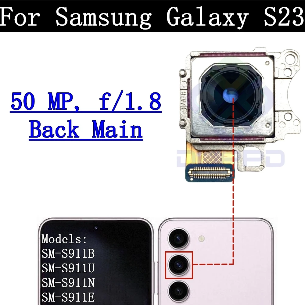 Main Rear Back Camera Cover Frame Lens For Samsung Galaxy S23 S911B S911N S911E S911U Wide Front Camera Module Flex