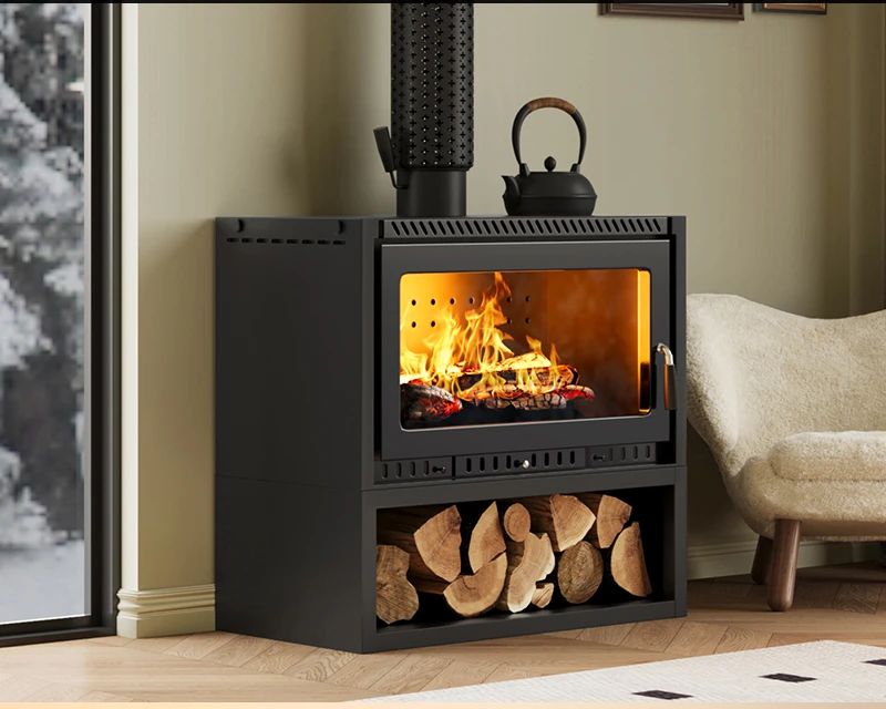 

real fire fireplace retro wood burning firewood heating stove burning decorative household cast iron