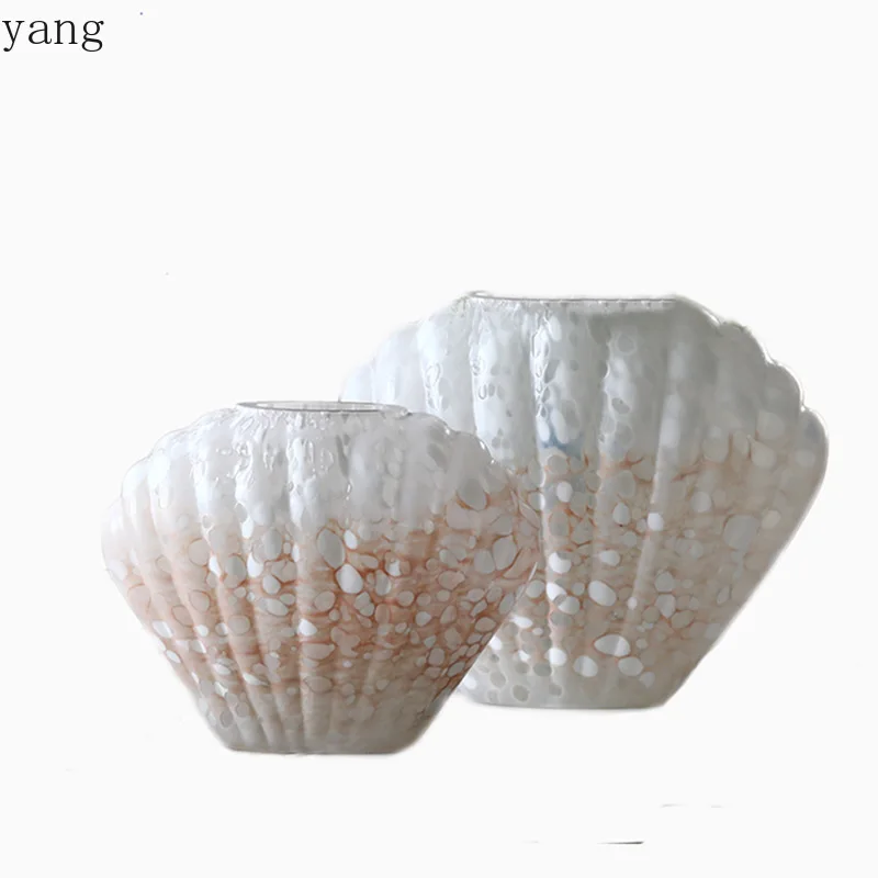 LMM medieval style shell countertop vase hydroponic dry flower soft decoration hotel home old special-shaped bottle