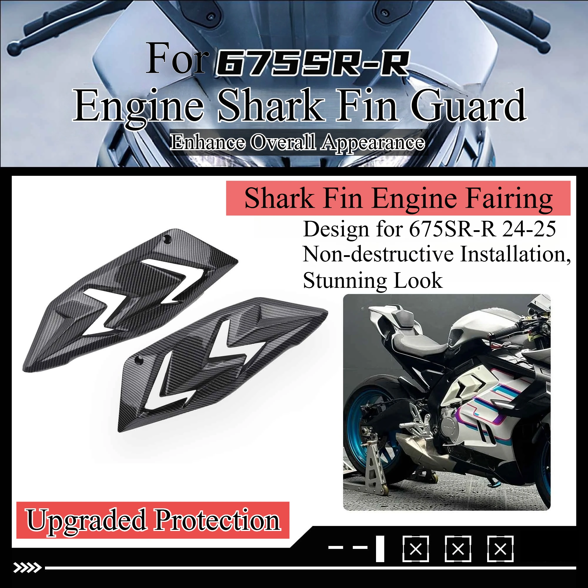 For CFmoto 675SR 2024 2025 Motorcycle Modified Side Winglet, Racing Style Air Flow Body Frame Cover, No Drill Installation