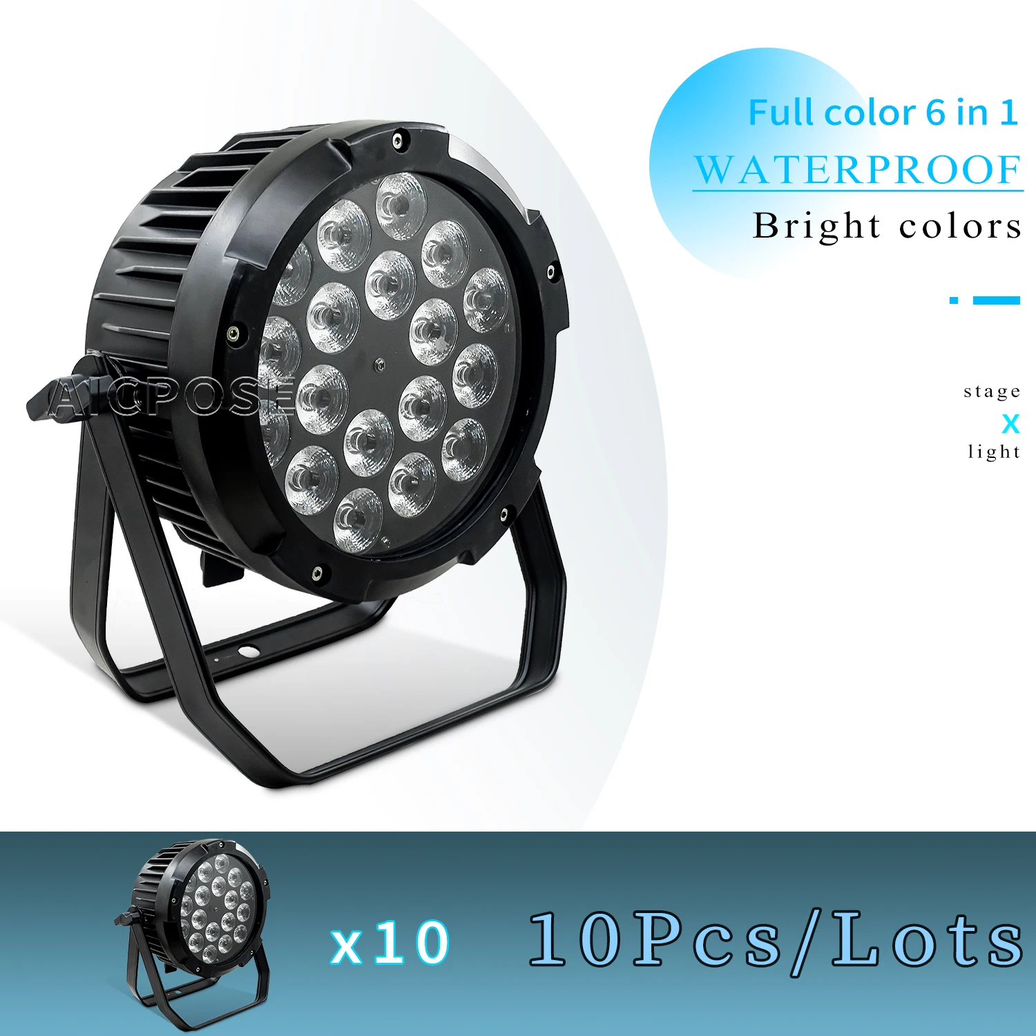 

10Pcs 18x18W RGBWA+UV LED Waterproof Par Light DMX Control Stage Plane Spotlight Professional DJ Disco Equipment