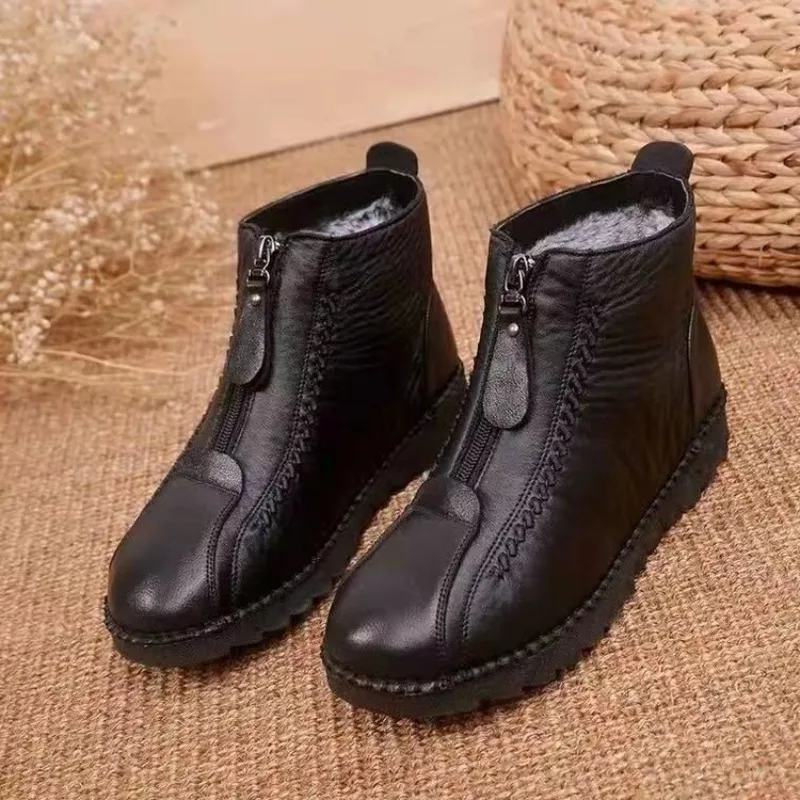 

2025Winter Women's Boots Thickened Velvet Warm Snow Boots Fashion High Top Cotton Shoes for Women Zipper Ankle Boots Botas Mujer