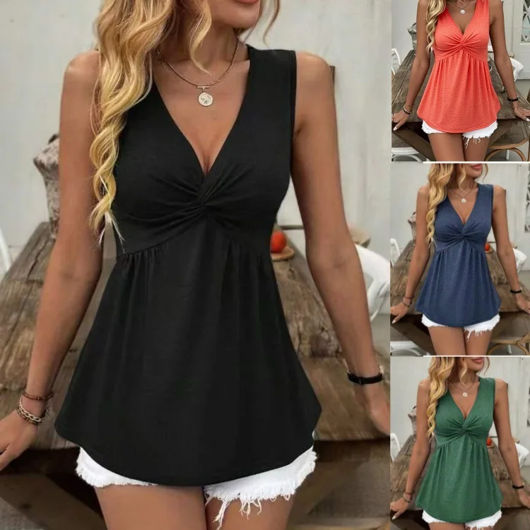 2025 Summer New Women's Fashion Waist Cinching V Neck Short Sleeve Blouse Top Sexy Slim Fit Shirt