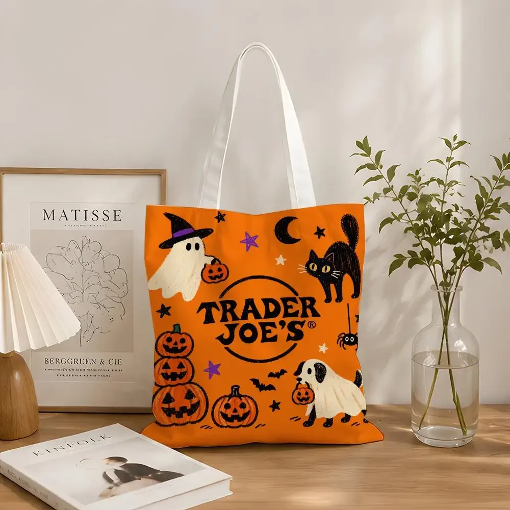 Funny Halloween Retail Brand Trader Joe's halloween Storage Bags Canvas tote bag commuting Shopping