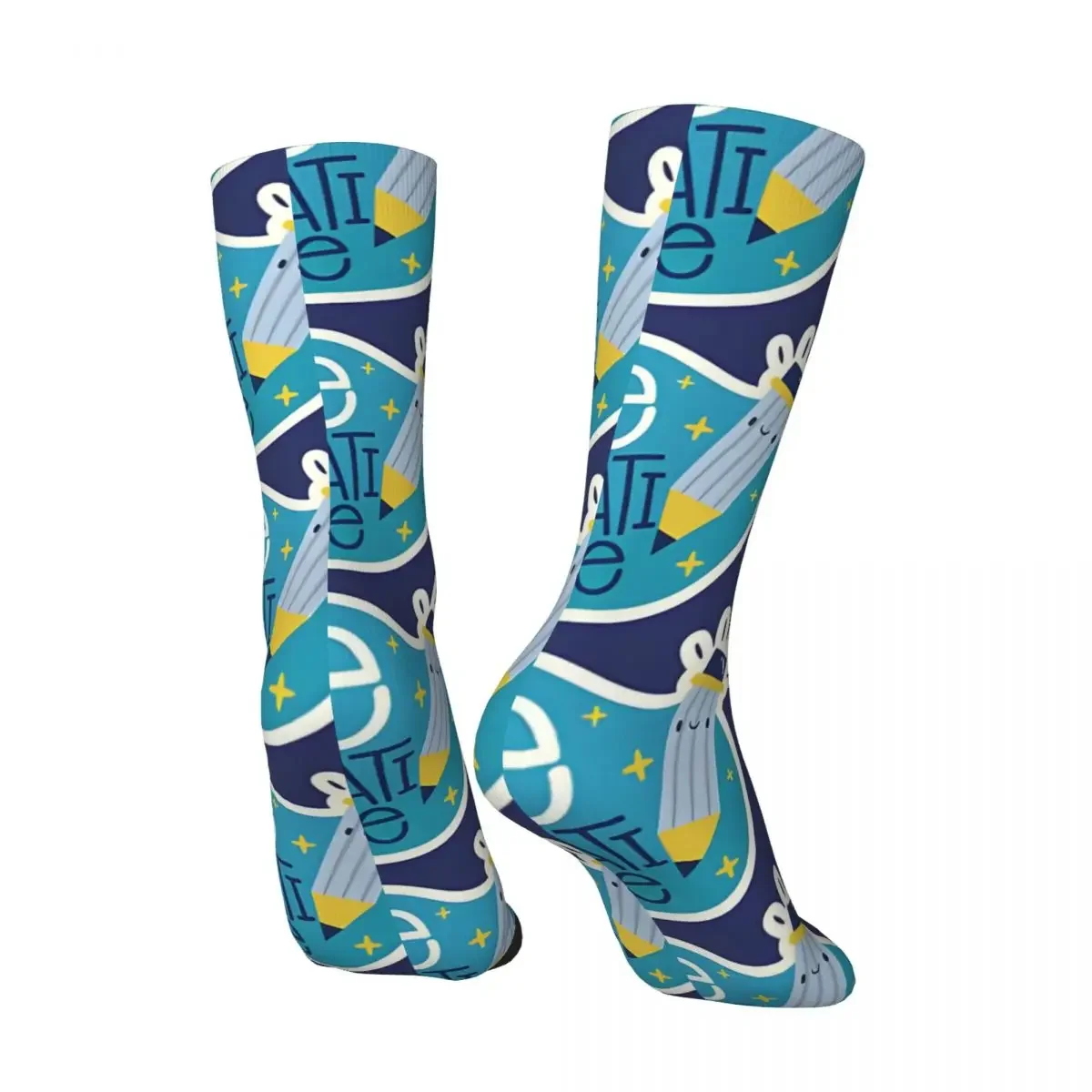 Vintage Igniting The Imagination Be Creative Men's compression Socks Unisex Harajuku Seamless Printed Novelty Crew Sock