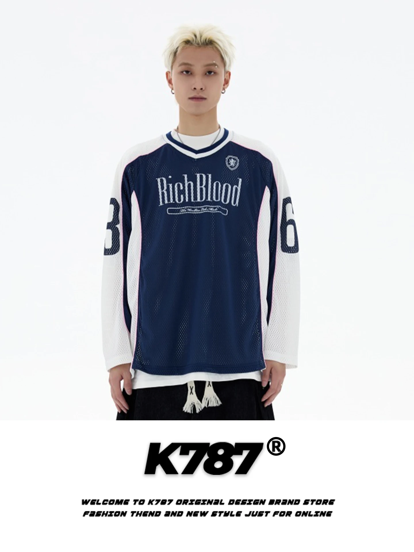 

Свободная футболка с длинным рукавом и V-образным вырезом в стиле стритвир, с принтом номера, повседневная спортивная одежда, модный топ для пар K787 American