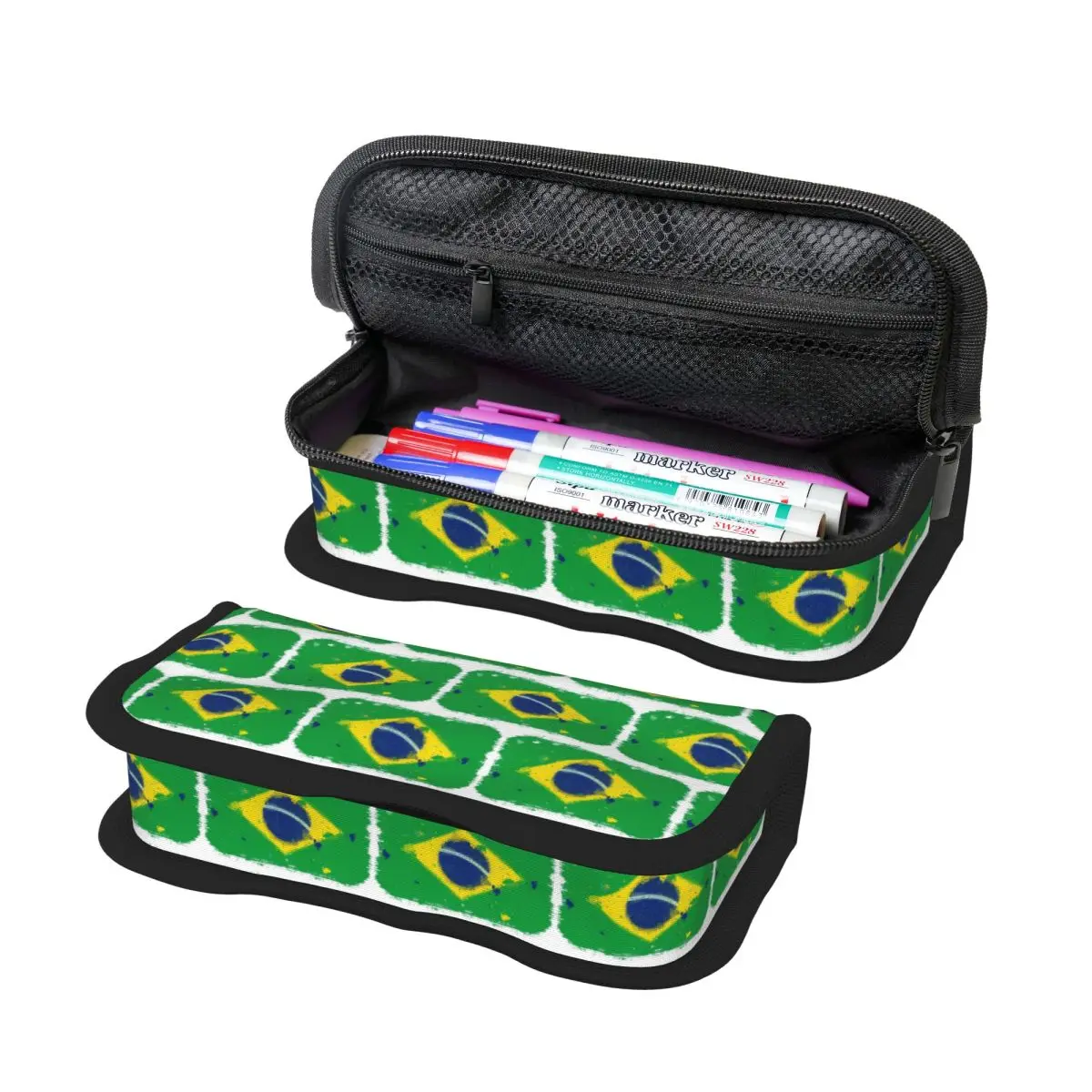 Federmäppchen mit Brasilien-Flagge, für Studenten, Geschenke, Stiftbox, Bleistiftbeutel, Schreibwaren, Stifthalter, Tasche
