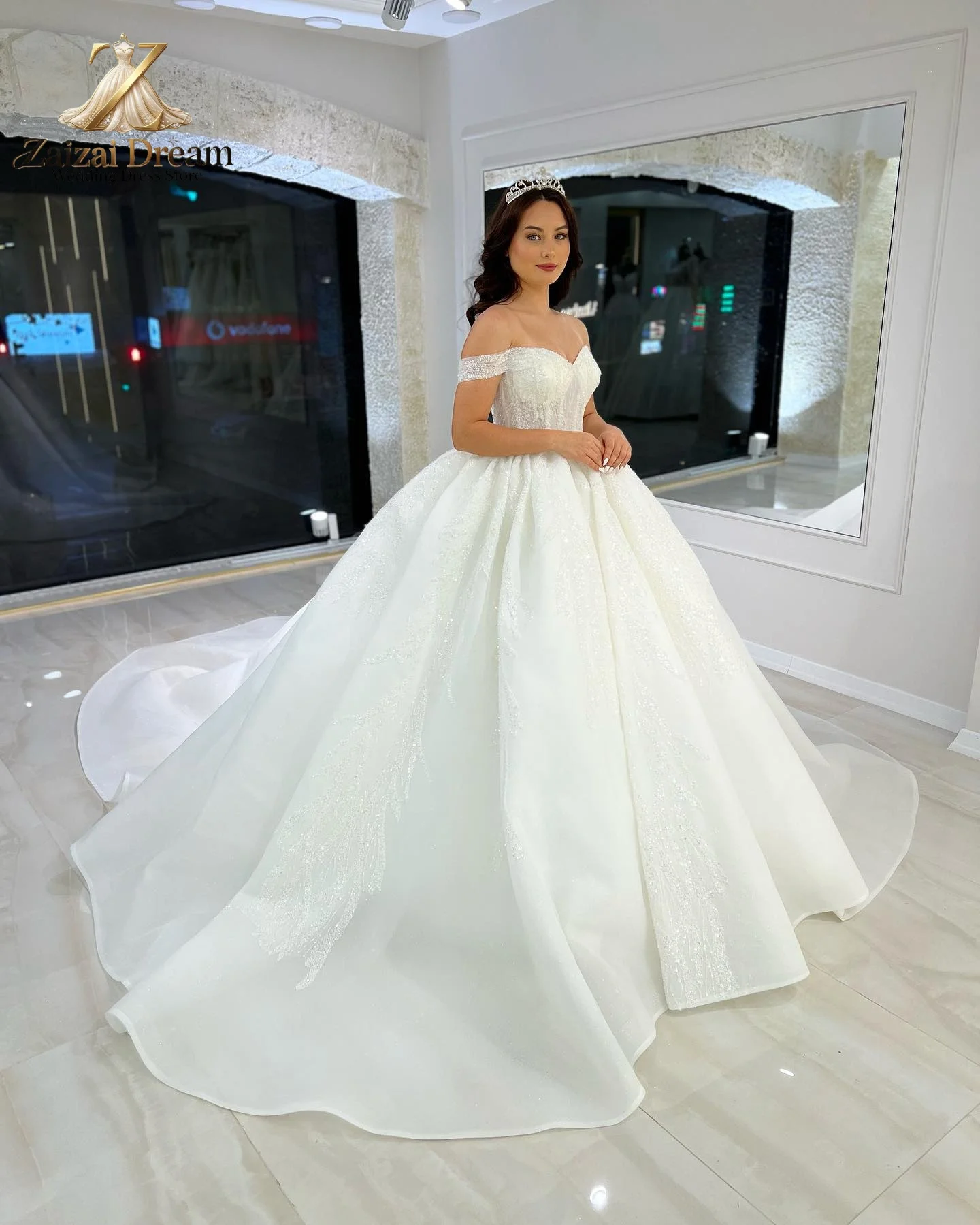 Customized Luxury Sparkling Wedding Dress Off Shoulder Ball Gown Bridal Gown Sweetheart Neckline Wedding Dress Vestido De Novia