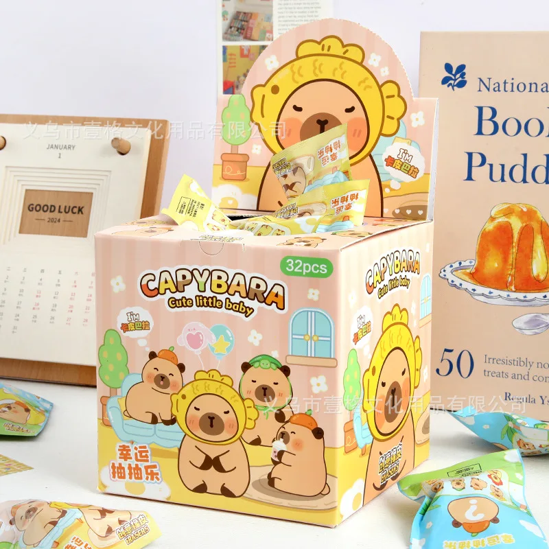 32 Pcs/Box Cartoon Cute Capybara Surprise Bag Eraser Stationery Student Supplies Stationery Wholesale