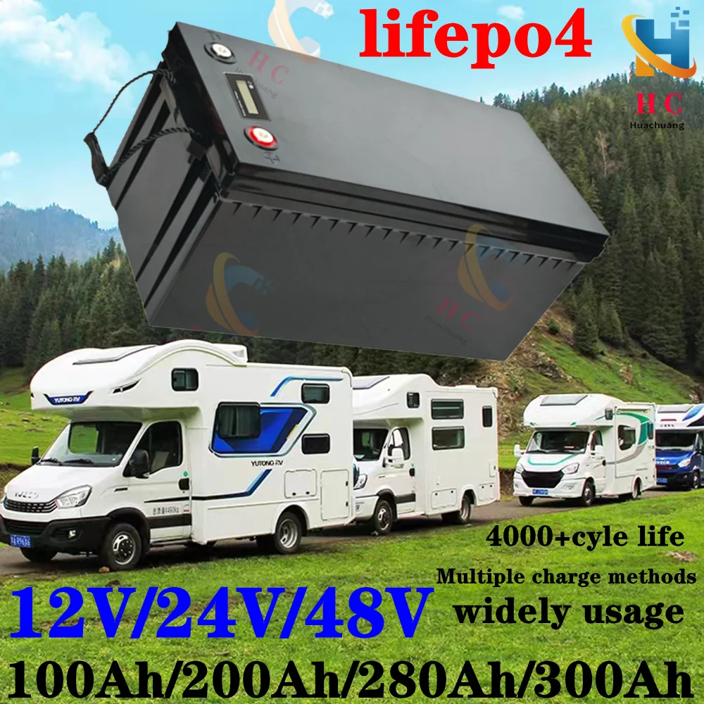 

12V 24V 48V 100Ah 200Ah 280Ah 300Ah 400Ah LiFePo4 Battery Lithium Iron Phosphate Batteries For Solar Boat inverter Golf Cart