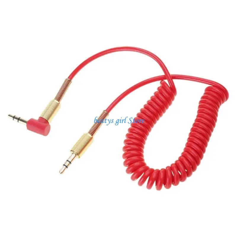 C7AB Elbow Spring Expansion 3.5mm Sound Adapter 3.5mm to 3.5mm Male Plug Cable
