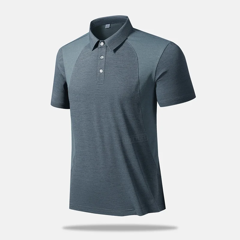 

2026 Summer Golf Raglan Splice Polo Shirt Men Quick Dry Collared Sport Office Short Sleeve Tops Athletic Polo Tees for Man