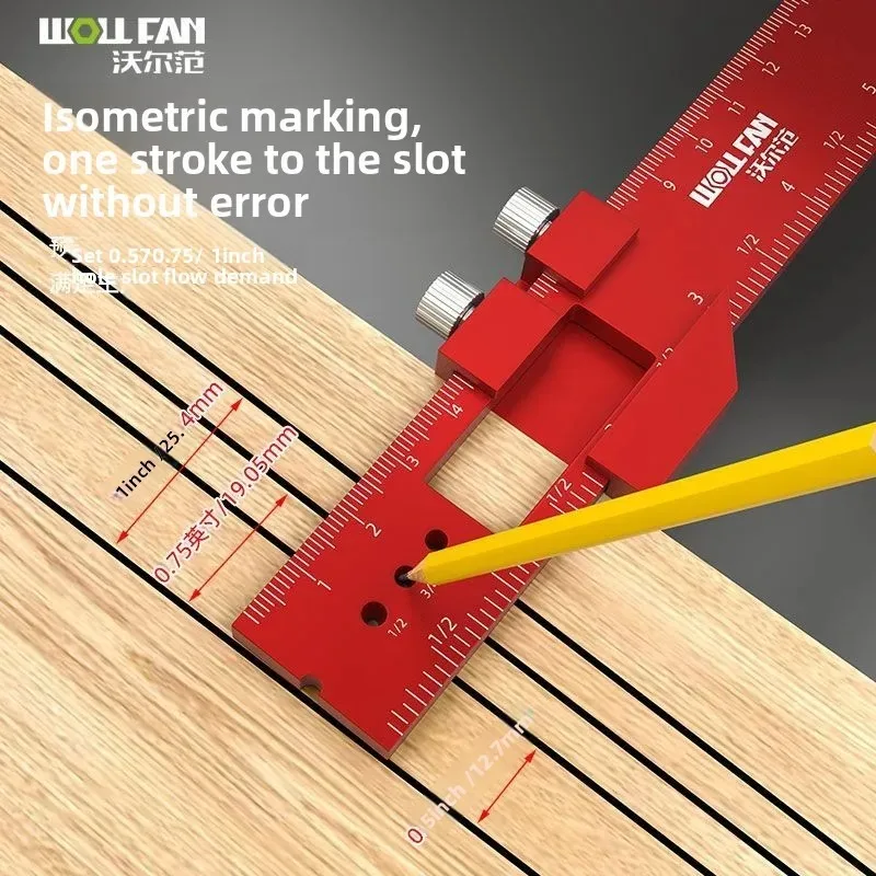Precision Pocket T-Type Scribing Ruler with Slide Stop Inch & Metric Carpentry Square T-Track Measuring Marking Tool - view 5