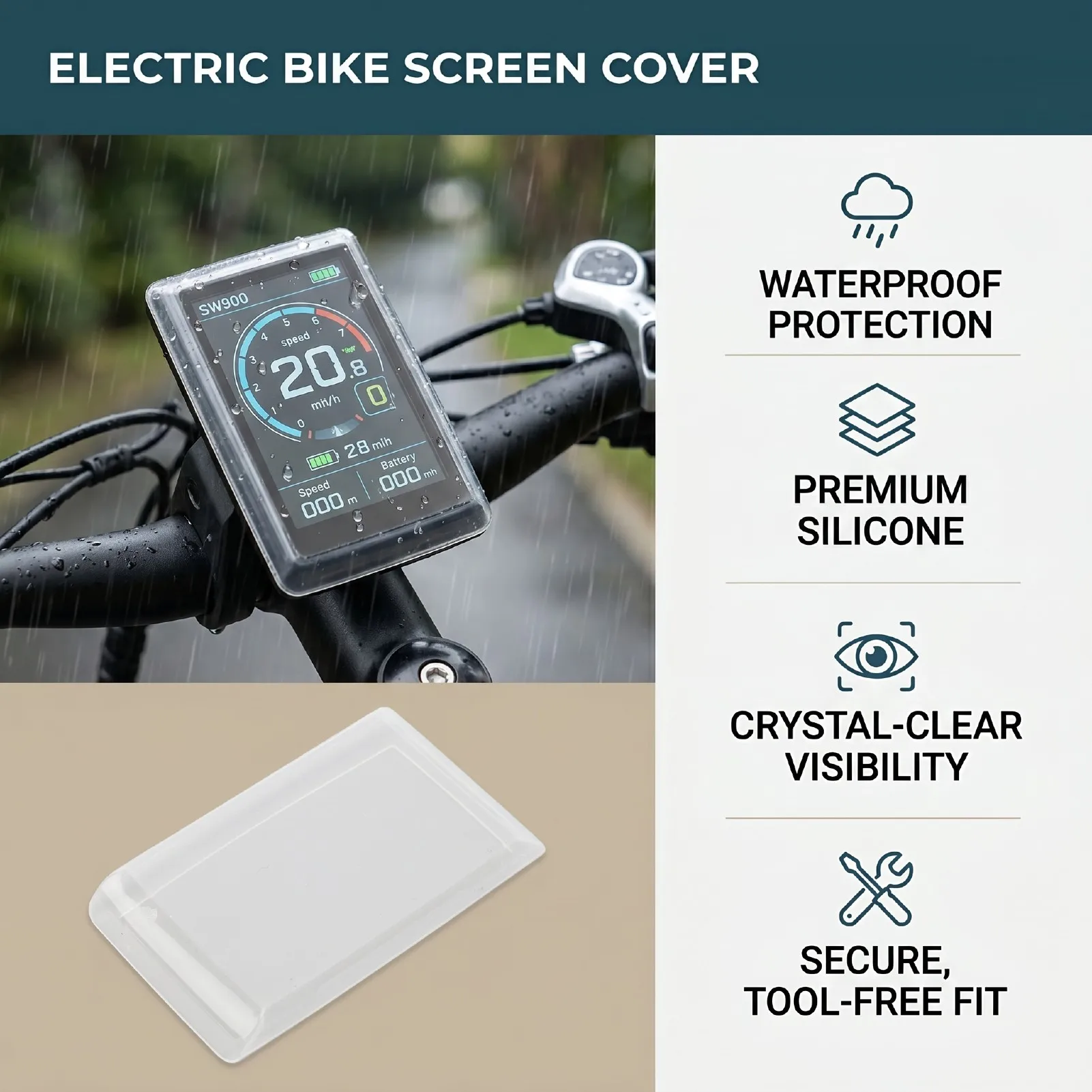 Electric Bike Screen Cover Fit for SW900 LCD Display Silicone Water Proof Clear Speedometer Protective Case view 3