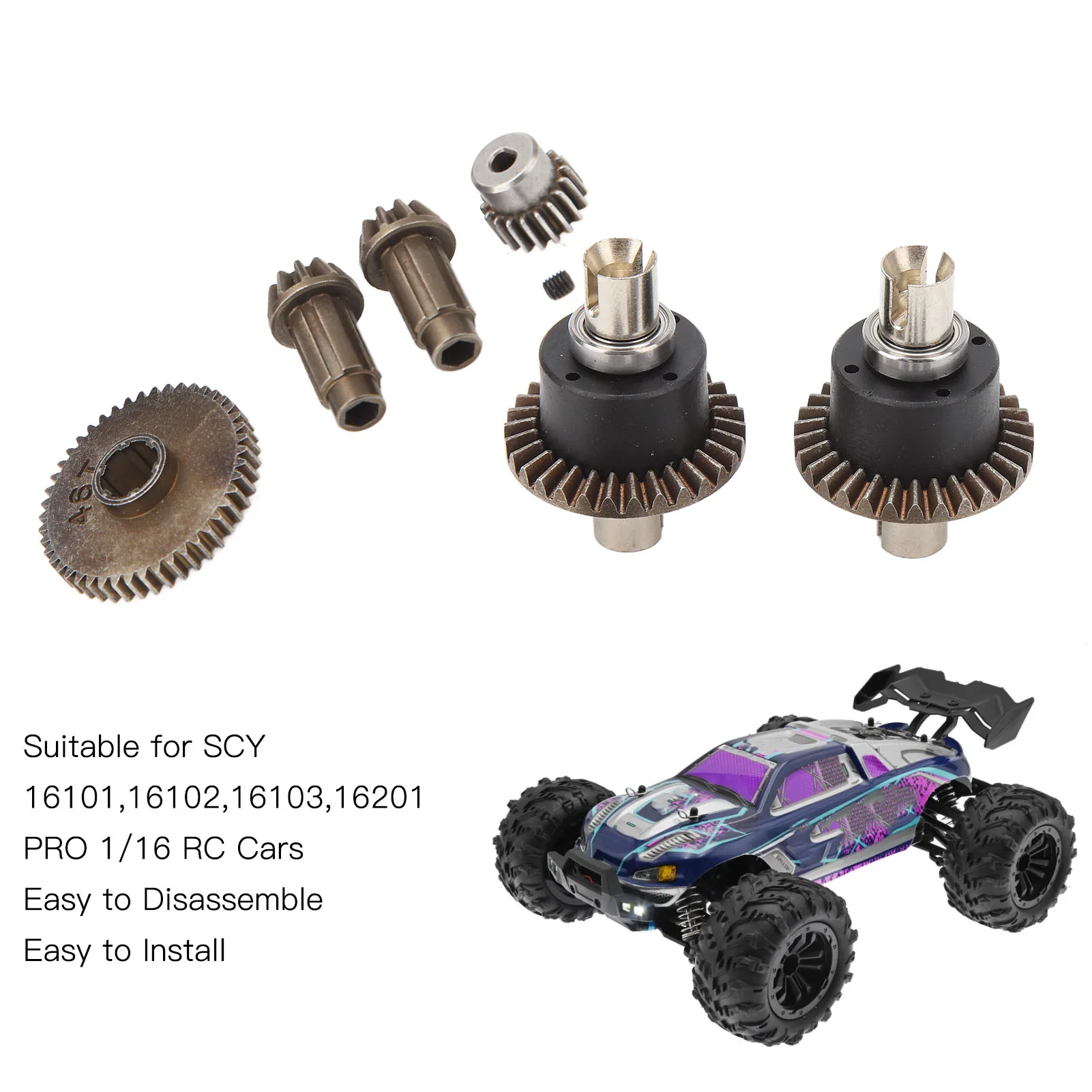 Kit de remplacement d'engrenage de conduite de voiture RC, moteur de voiture RC, assemblage ou.com, SCY 16101 16102 16103 16201pro 1/16