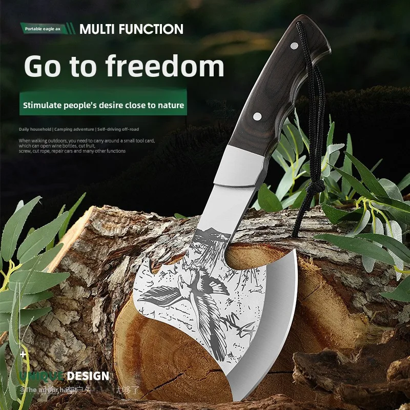 Outdoor axe eagle head hand multi-purpose woodworking car tool fire camping axe knife chopping axe