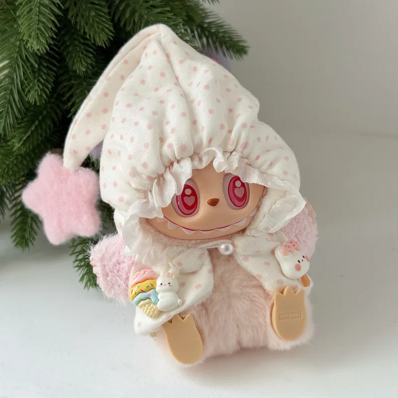 For Labubu 17cm Clothes Cute Pajamas Hanging Baby Clothes Cartoon Fashion Change Creative Surprise Holiday Gift Accessories