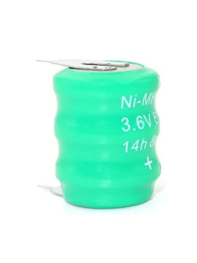 Bateria NiMH, 3.6V, 80mAh, okrągła, ładowalna z pinami, odpowiednia do zegarów, elektroniki, urządzeń z funkcjami pamięci, lamp trawnikowych, itp. — zdjęcie produktu 7
