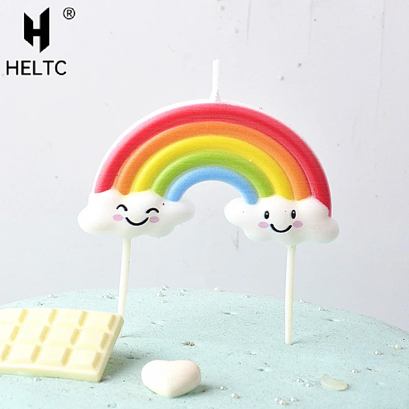 

Rainbow Clouds Smiling Candles Children's Cartoon Birthday Cake Dessert Decoration Wishing Candles