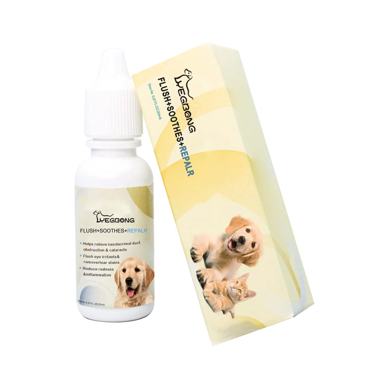 Pets Eye Drops Itching Reliever Anti Inflammatory Dog Cataract Eye Treatment Clean Eye Dirt Lubricating Cat Tear Stain Remover