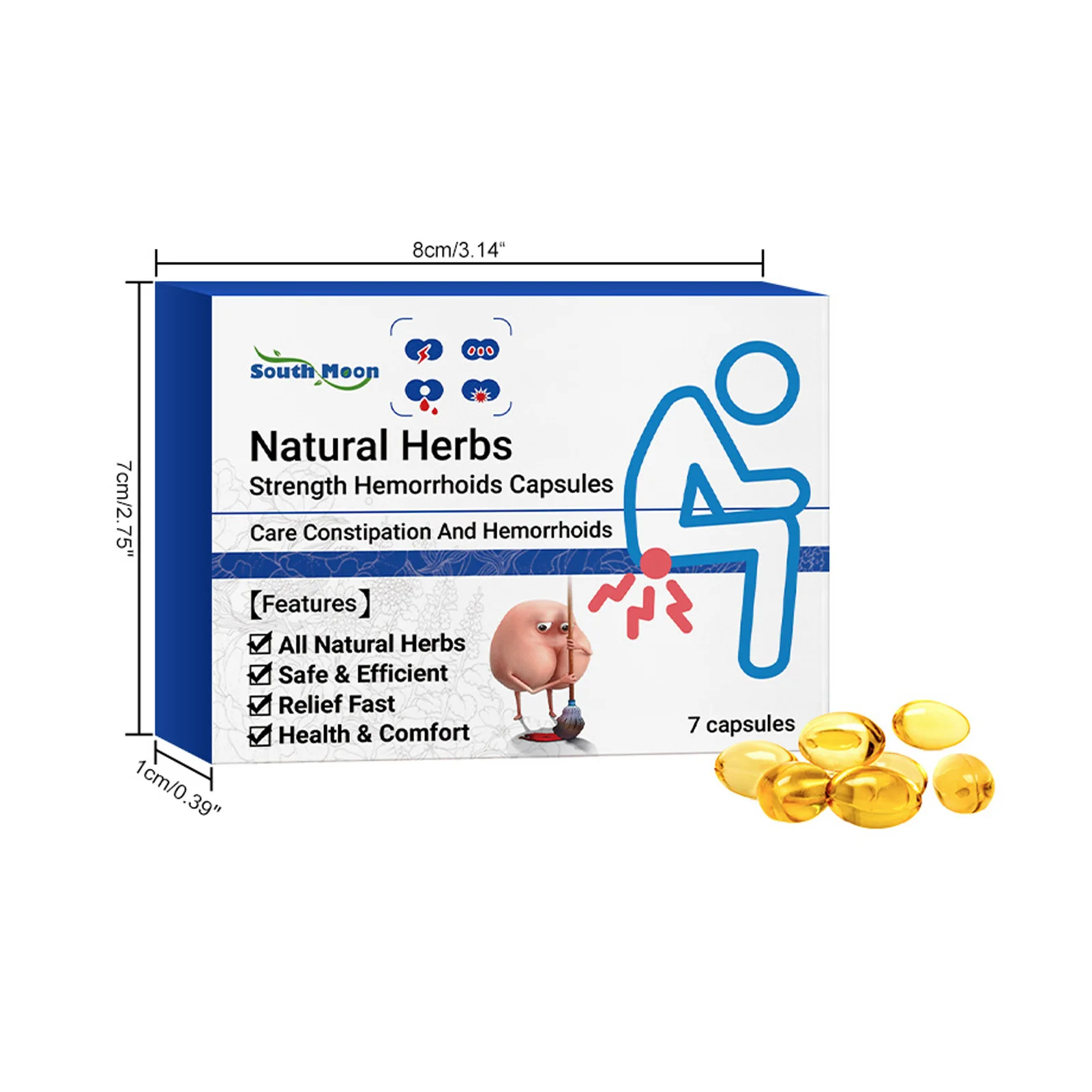 7pcs/box Rapid Hemorrhoid Removal Capsules Eliminate Hemorrhoid No Side Effects Capsules for Internal & External Hemorrhoid